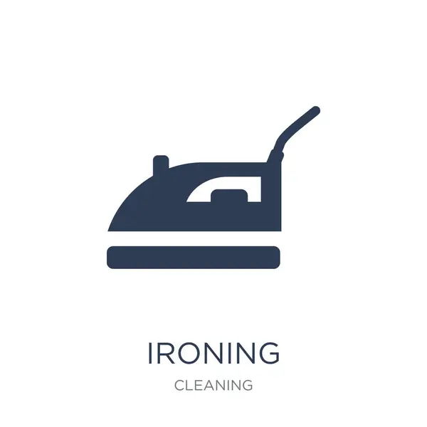 Strijken Pictogram Trendy Platte Vector Ironing Icoon Een Witte Achtergrond — Stockvector