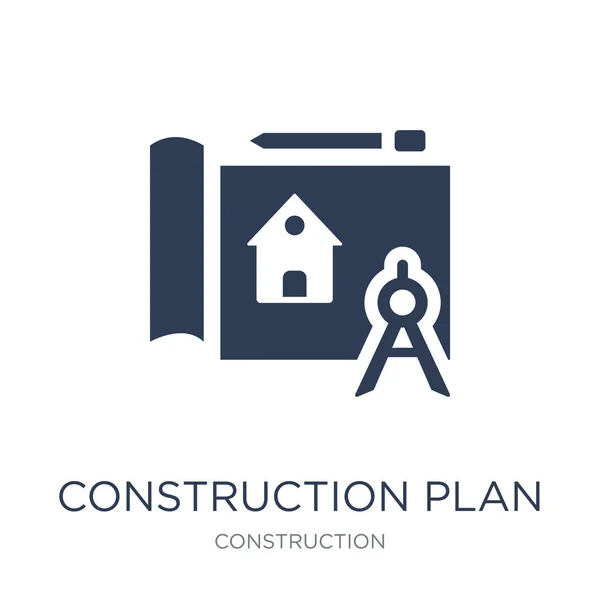 Icône Plan Construction Vecteur Plat Tendance Icône Plan Construction Sur — Image vectorielle