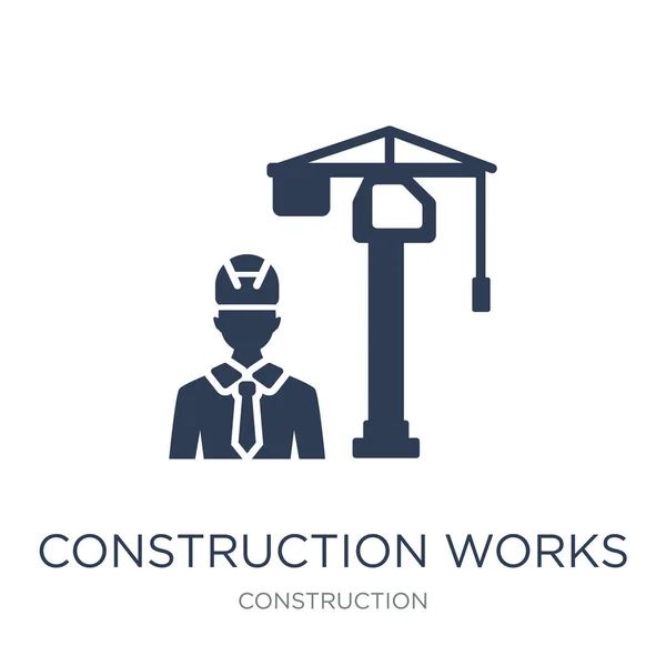 Icono Obras Construcción Vector Plano Moda Obras Construcción Icono Sobre — Archivo Imágenes Vectoriales