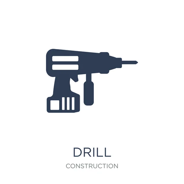 Icono Taladro Icono Moderno Del Taladro Del Vector Plano Fondo — Archivo Imágenes Vectoriales