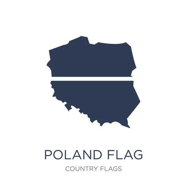 Polonia Icono Bandera Vector Plano Moda Polonia Icono Bandera Fondo — Vector de stock