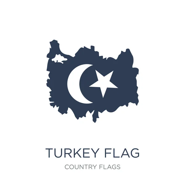 Ikone Der Truthahnflagge Trendige Flache Vektor Türkei Flagge Symbol Auf — Stockvektor