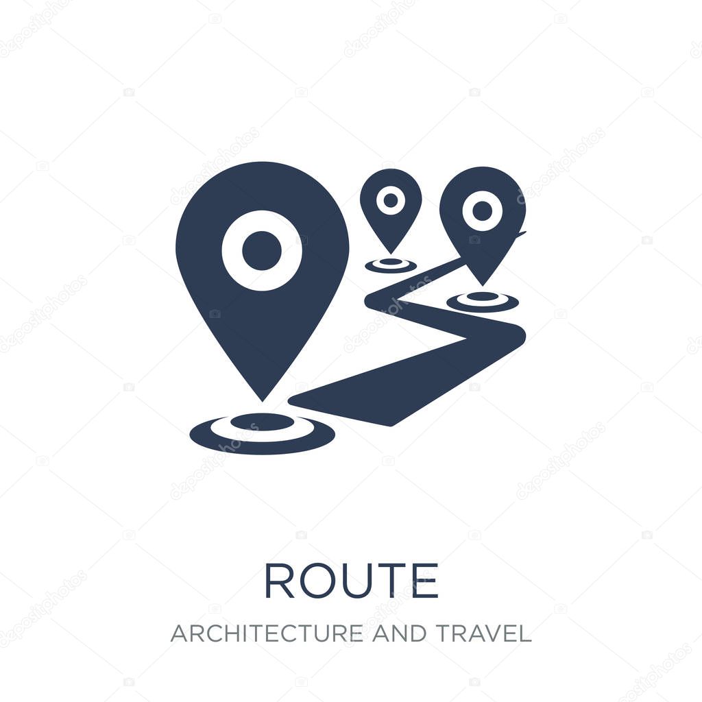 Route icon. Trendy flat vector Route icon on white background from Architecture and Travel collection, vector illustration can be use for web and mobile, eps10