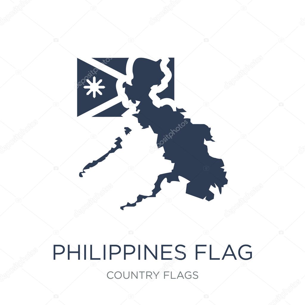 Philippines flag icon. Trendy flat vector Philippines flag icon on white background from Country Flags collection, vector illustration can be use for web and mobile, eps10