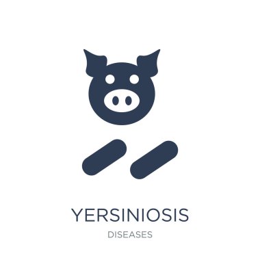 Yersiniosis simgesi. Trendy düz vektör Yersiniosis simge vektör çizim hastalıkları koleksiyonundan beyaz arka plan üzerinde kullanım için web ve mobil, eps10 olabilir