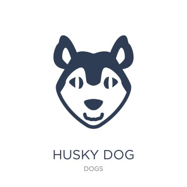 Husky köpek simgesi. Köpekler Collection, vektör çizim beyaz arka plan üstünde trendy düz vektör Husky köpek kutsal kişilerin resmi-ebilmek var olmak kullanma web ve mobil, eps10 için