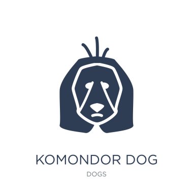 Komondor dog simgesi. Trendy düz vektör Komondor köpek köpekler Collection, vektör çizim beyaz arka plan üstünde kutsal kişilerin resmi-ebilmek var olmak kullanmak web ve mobil, eps10 için