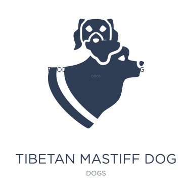 Tibetli Mastiff köpek simgesi. Trendy düz vektör Tibetli Mastiff köpek simgesi beyaz zemin üzerine toplama köpekler, vektör çizim kullanmak web ve mobil, eps10 olabilir