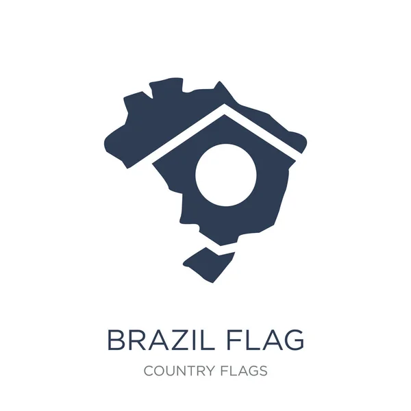 Icono Bandera Brasil Vector Plano Moda Icono Bandera Brasil Fondo — Vector de stock