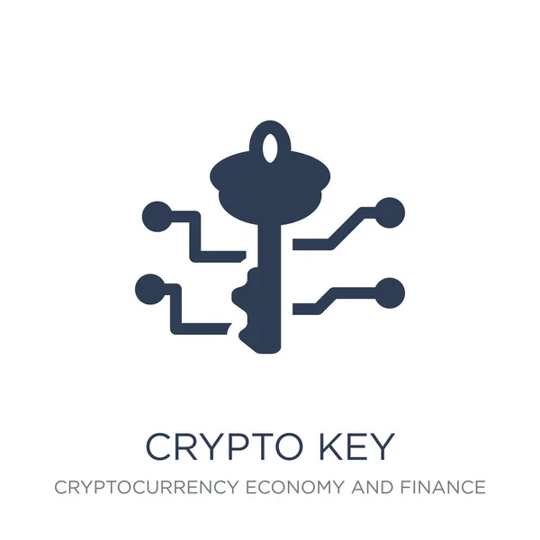 Kryptoschlüssel Symbol Trendige Flache Vektor Krypto Schlüsselsymbol Auf Weißem Hintergrund — Stockvektor