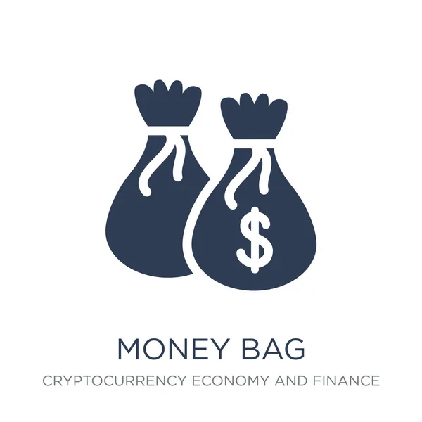 Icona Della Borsa Dei Soldi Trendy Piatto Vettore Money Bag — Vettoriale Stock