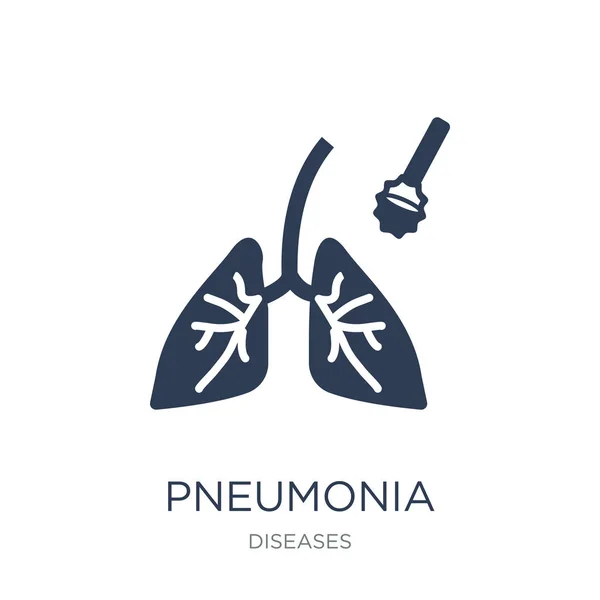 Ícone Pneumonia Ícone Pneumonia Vetorial Plana Moda Fundo Branco Coleção —  Vetores de Stock