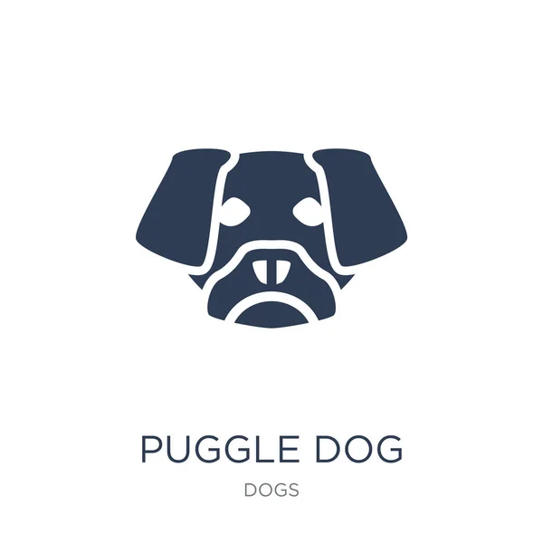 Иконка Щенка Пагл Модный Плоский Вектор Иконка Puggle Dog Белом — стоковый вектор