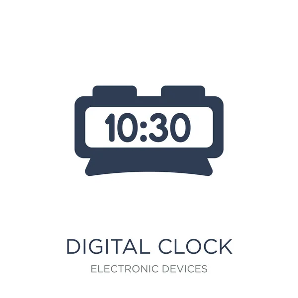 Ψηφιακό Ρολόι Εικονίδιο Μοντέρνα Επίπεδη Διάνυσμα Ψηφιακή Εικονίδιο Ρολογιού Άσπρο — Διανυσματικό Αρχείο