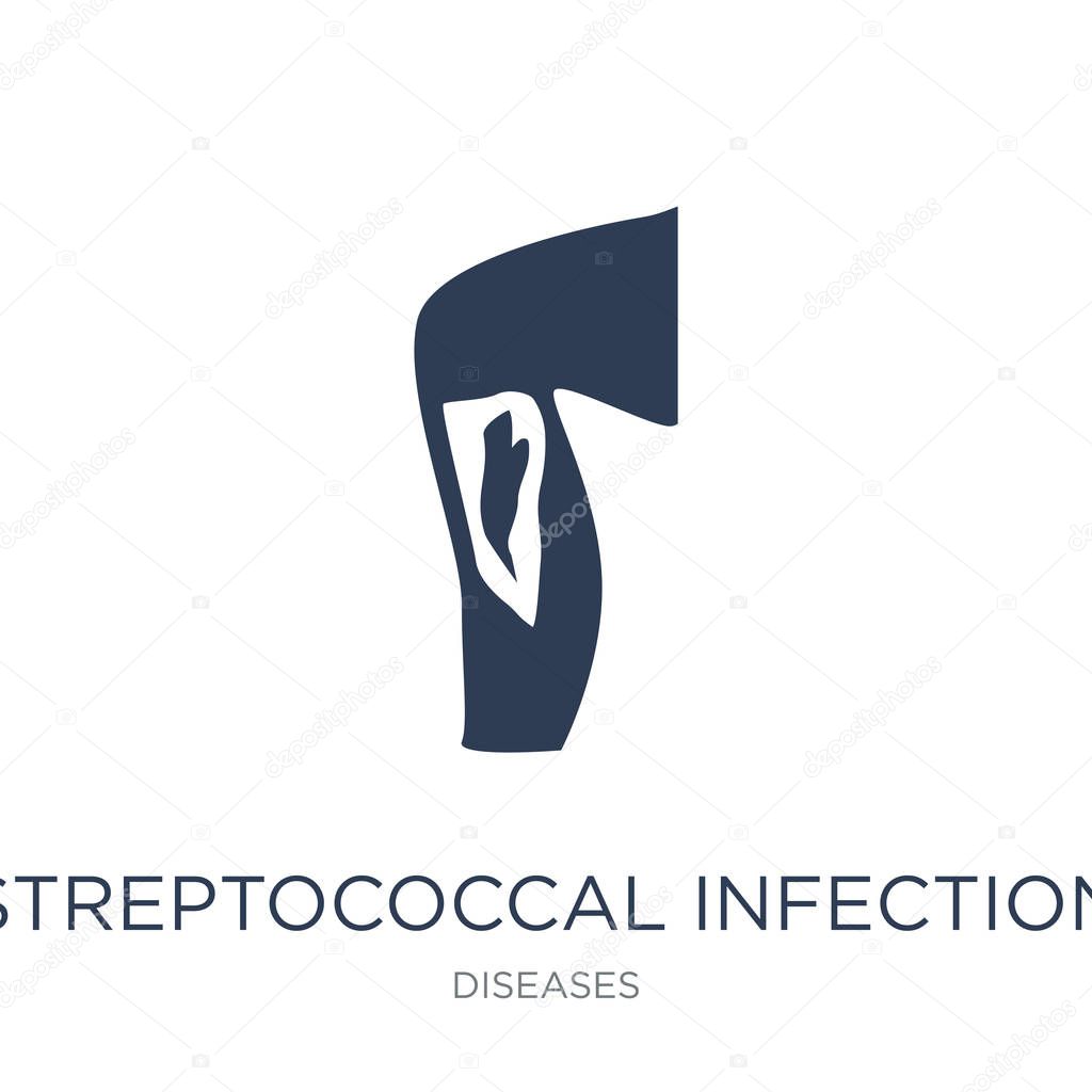 Streptococcal infection icon. Trendy flat vector Streptococcal infection icon on white background from Diseases collection, vector illustration can be use for web and mobile, eps10