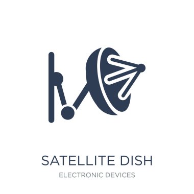 Uydu çanağı simgesi. Trendy düz vektör uydu çanağı simge vektör çizim elektronik cihazlar koleksiyonundan beyaz arka plan üzerinde-ebilmek var olmak kullanma web ve mobil, eps10 için