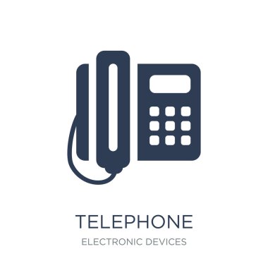 Telefon simgesi. Trendy düz vektör telefon simgesine elektronik cihazlar Collection, vektör çizim beyaz arka plan-ebilmek var olmak kullanma web ve mobil, eps10 için