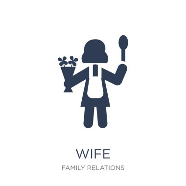 karısı simgesi. Trendy düz vektör karısı simge vektör çizim aile ilişkileri koleksiyonundan beyaz arka plan üzerinde kullanım için web ve mobil, eps10 olabilir