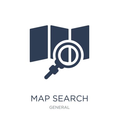 harita arama simgesi. Trendy düz vektör harita üzerinden genel beyaz arka plan üzerinde arama simgesi toplama, vektör çizim kullanmak web ve mobil, eps10 olabilir