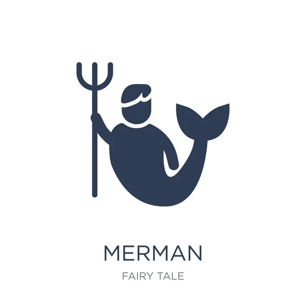 Merman Icon Trendy Flat Vector Merman Icon White Background Fairy — Stock Vector