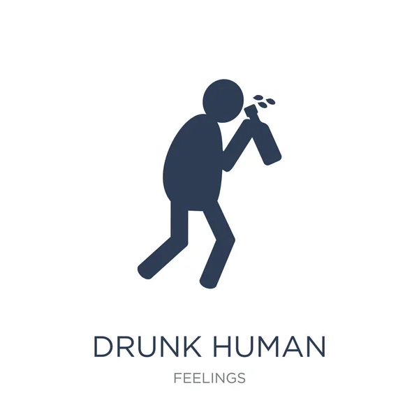 Drunk Human Icon Trendy Flat Vector Drunk Human Icon White — Stock Vector