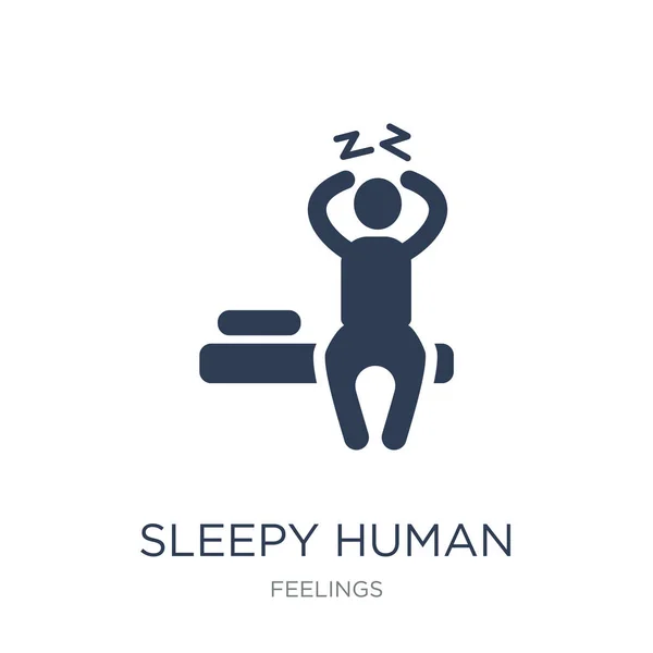 Sleepy Menselijke Pictogram Trendy Platte Vector Slaperig Menselijke Pictogram Witte — Stockvector