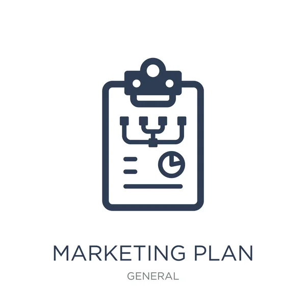 Marketing Plan Pictogram Trendy Platte Vector Marketing Plan Pictogram Witte — Stockvector