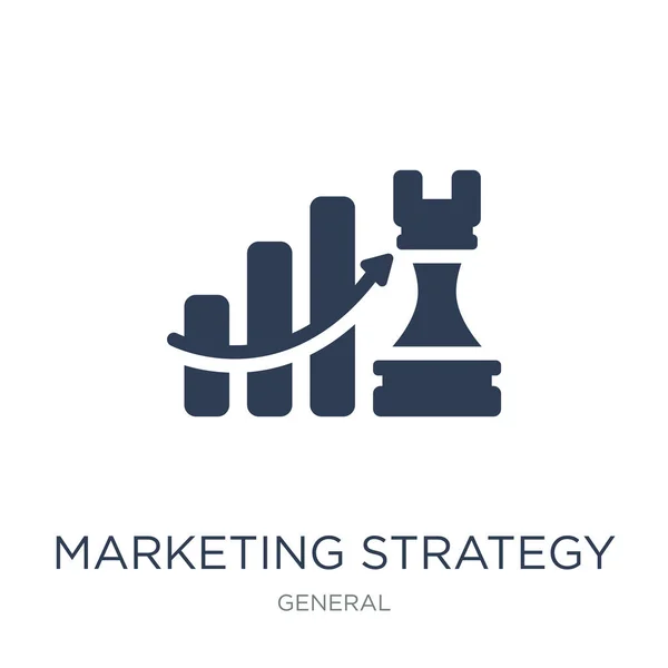 Ícone Estratégia Marketing Ícone Estratégia Marketing Vetorial Plano Moda Fundo —  Vetores de Stock