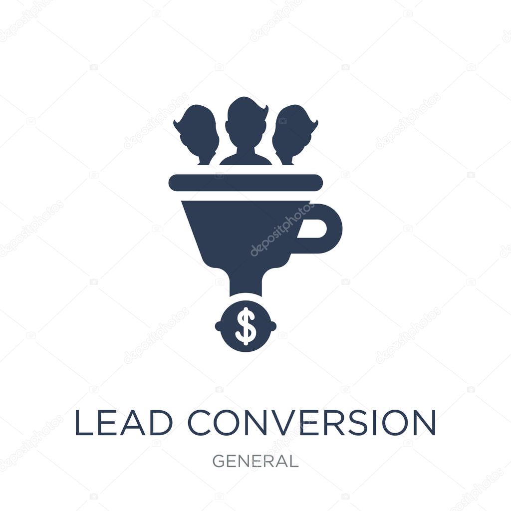 lead conversion icon. Trendy flat vector lead conversion icon on white background from General collection, vector illustration can be use for web and mobile, eps10