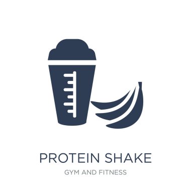 Protein shake simgesi. Trendy düz vektör Protein shake simge spor salonu ve fitness Collection, vektör çizim beyaz arka plan üzerinde-ebilmek var olmak kullanma web ve mobil, eps10 için