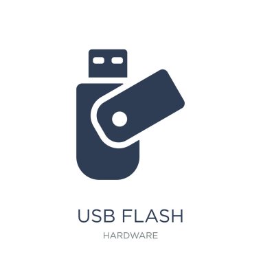 USB Flash simgesi. Trendy düz vektör donanım Collection, vektör çizim beyaz arka plan üstünde USB birden parlamak kutsal kişilerin resmi-ebilmek var olmak kullanmak web ve mobil, eps10 için