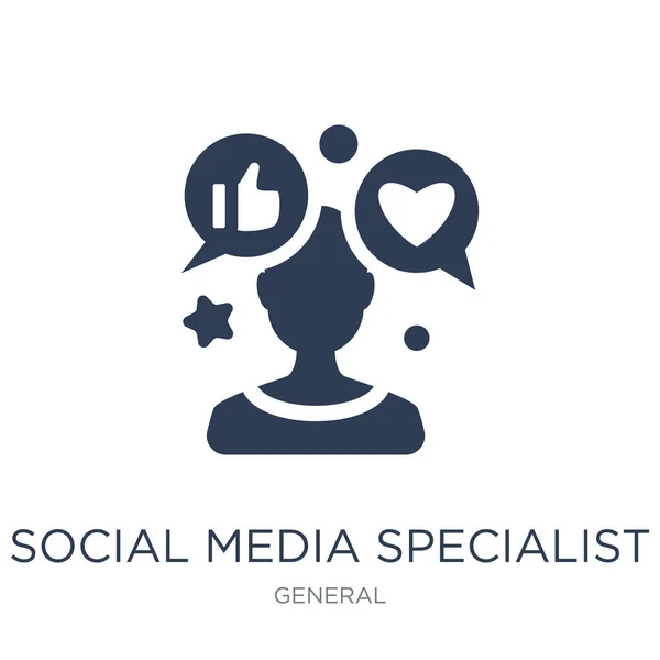 Social Media Specialist Ikona Płaskie Wektor Mediów Społecznych Specjalista Ikona — Wektor stockowy