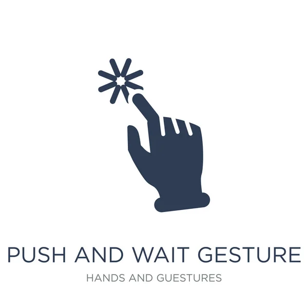 Push Wait Geste Symbol Trendige Flache Vektor Push Wait Geste — Stockvektor