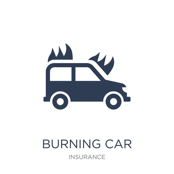 Burning Icono Del Coche Vector Plano Moda Burning Icono Del — Vector de stock