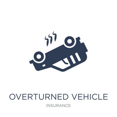 Devrilmiş araç simgesi. Trendy düz vektör Overturned araç simge vektör çizim sigorta koleksiyonundan beyaz arka plan üzerinde kullanım için web ve mobil, eps10 olabilir