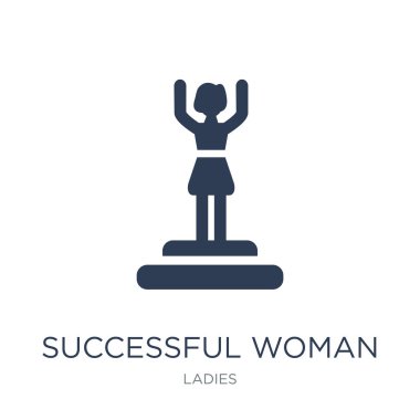 Başarılı kadın simgesi. Trendy düz vektör başarılı kadın simge vektör çizim bayanlar koleksiyonundan beyaz arka plan üzerinde kullanım için web ve mobil, eps10 olabilir