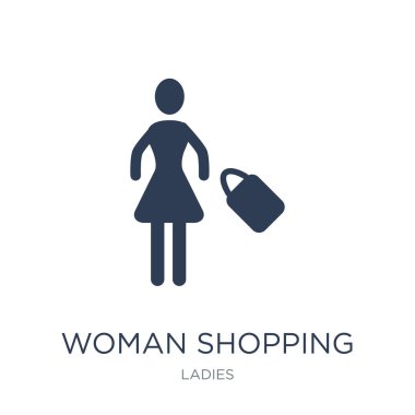 Kadın alışveriş simgesi. Trendy düz vektör simge vektör çizim bayanlar koleksiyonundan beyaz arka plan üzerinde kadın alışveriş web ve mobil, eps10 kullanmak olabilir