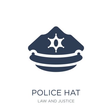Polis şapkası Icon. Hukuk ve adalet koleksiyonu, vektör çizim beyaz arka plan üstünde polis şapka kutsal kişilerin resmi-ebilmek var olmak kullanma web ve mobil, eps10 için trendy düz vektör