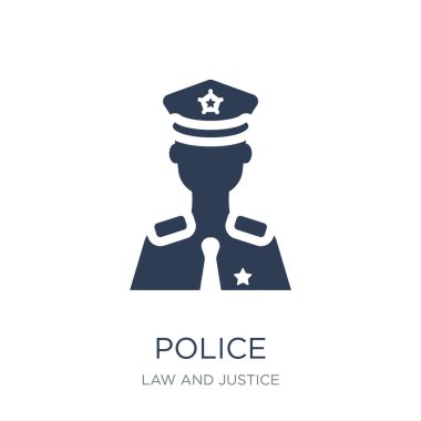 Polis simgesi. Trendy düz vektör hukuk ve adalet koleksiyonu, vektör çizim beyaz arka plan üstünde polis kutsal kişilerin resmi-ebilmek var olmak kullanmak web ve mobil, eps10 için