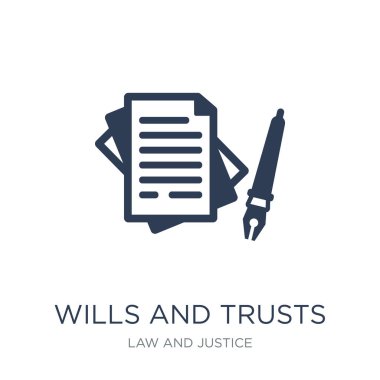 Wills ve simge güveniyor. Trendy düz vektörel dilerse ve hukuk ve adalet koleksiyonu, vektör çizim beyaz arka plan üstünde kutsal kişilerin resmi-ebilmek var olmak kullanmak için web ve mobil, eps10 güveniyor