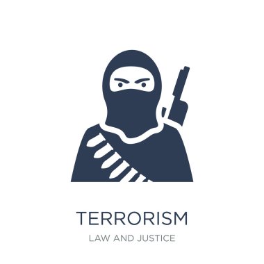 terrorism icon. Trendy flat vector terrorism icon on white background from law and justice collection, vector illustration can be use for web and mobile, eps10 clipart
