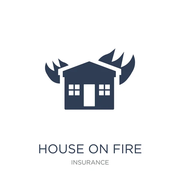 House on fire icon. Trendy flat vector House on fire icon on white background from Insurance collection, vector illustration can be use for web and mobile, eps10