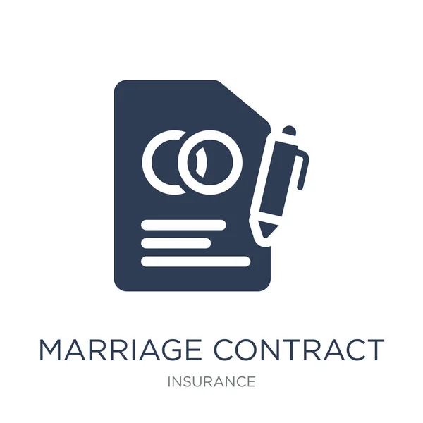 Ikona Umowy Małżeństwa Płaskie Wektor Małżeństwo Kontrakt Ikona Białym Tle — Wektor stockowy