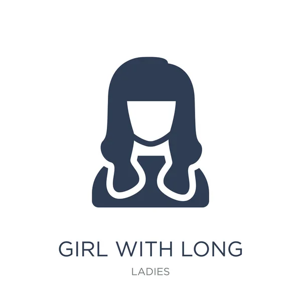 Девушка Длинными Волосами Trendy Flat Vector Girl Long Hair Icon — стоковый вектор