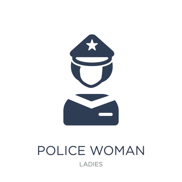 Policie Ženu Ikona Moderní Ploché Vektorové Ikony Policie Žena Bílém — Stockový vektor