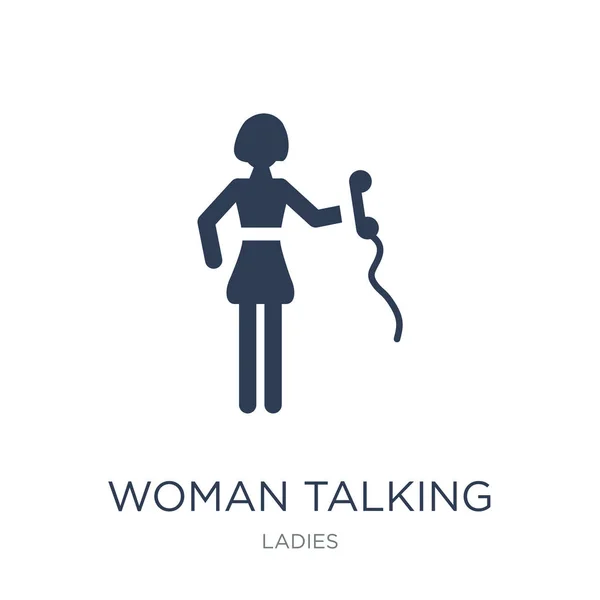 Значок Женщина Разговаривает Телефону Trendy Flat Vector Woman Talking Phone — стоковый вектор