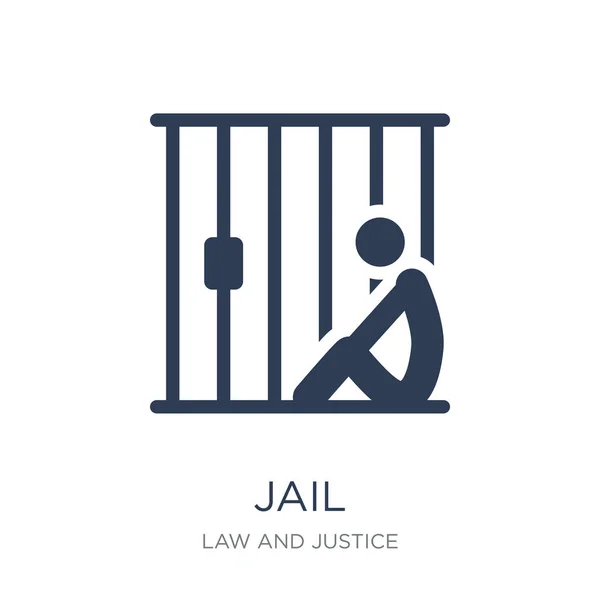 Ikona Więzienia Płaskie Wektor Więzienie Ikona Białym Tle Prawa Sprawiedliwości — Wektor stockowy