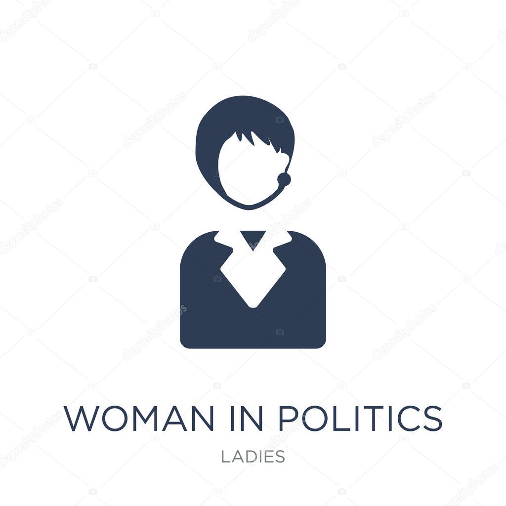 Woman In Politics icon. Trendy flat vector Woman In Politics icon on white background from Ladies collection, vector illustration can be use for web and mobile, eps10