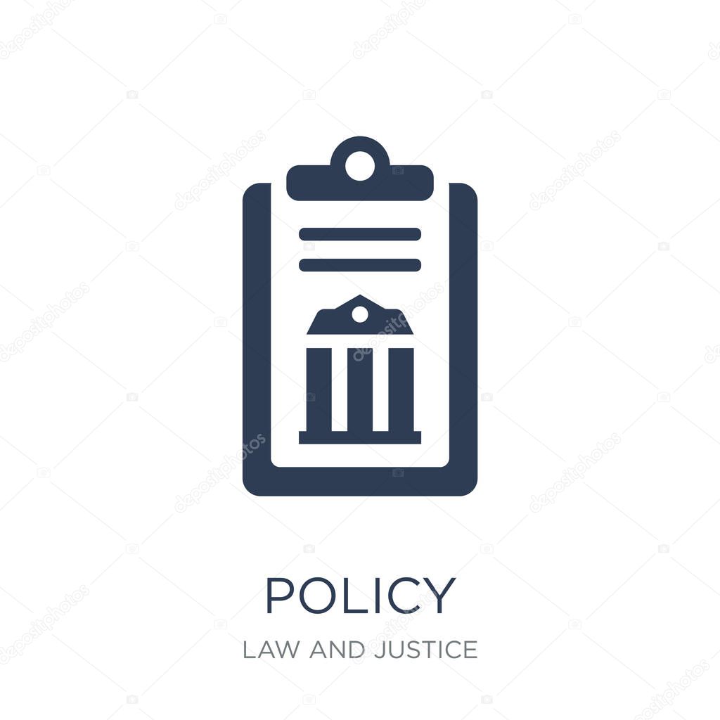 policy icon. Trendy flat vector policy icon on white background from law and justice collection, vector illustration can be use for web and mobile, eps10