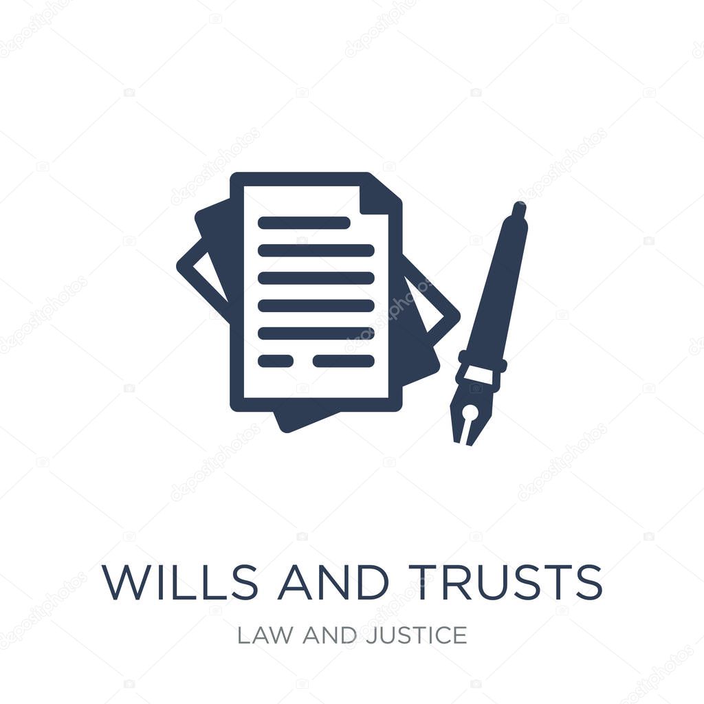 wills and trusts icon. Trendy flat vector wills and trusts icon on white background from law and justice collection, vector illustration can be use for web and mobile, eps10